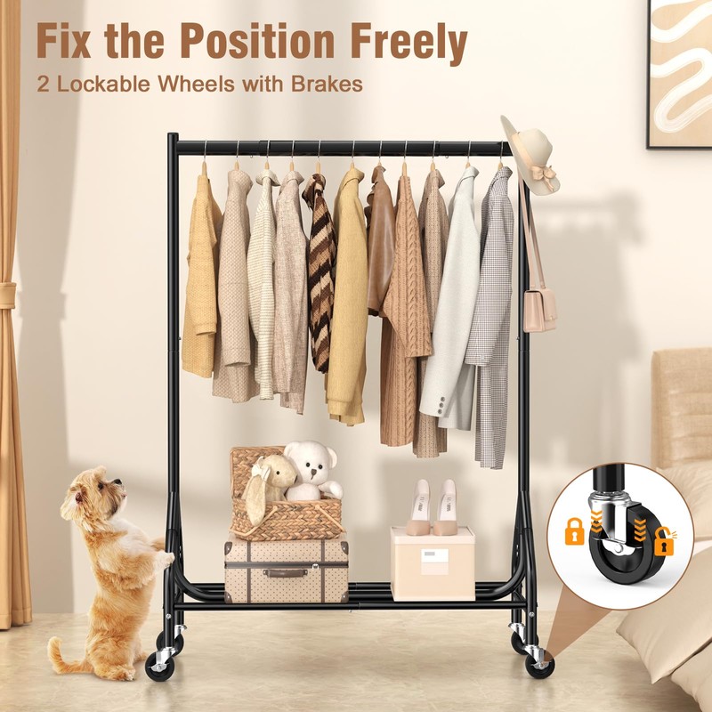 EAGMAK Heavy Duty Clothes Rack Load 420 LBS, Rolling Garment