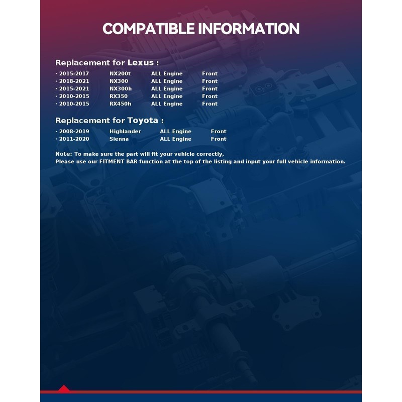 KAX Front Brake Rotors Compatible with Toyota Highlander 2008-2019, Toyota