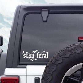 Stay Feral Bat StickersVinyl Waterproof Sticker Decal Car Laptop Wall Window Bumper Sticker (White, 18cm)