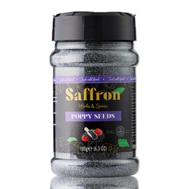 Saffron Herbs & Spices - Premium Poppy Seeds in Easy-Dispense Tub, Kosher Certified, 180g/6.3oz – Fresh, Nutty Flavor for Baking, Cooking, Garnishing, Smoothies, and Homemade Recipes
