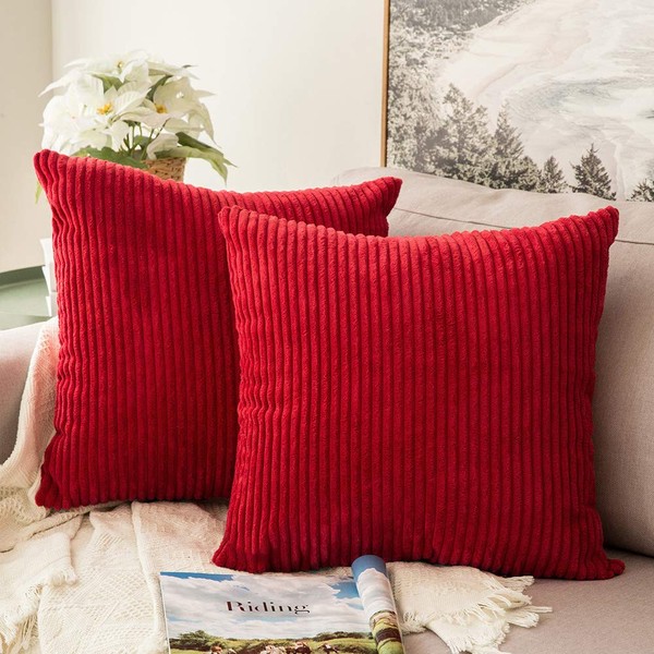 MIULEE Decorative Throw Pillow Covers Pack of 2 Corduroy Soft