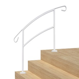 Grisham Aluminium Handrails for Outdoor Steps,3 Step Outdoor Hand Railing Fits 1 to 3 Steps Outdoor Railing Stair Railing Kit (White)
