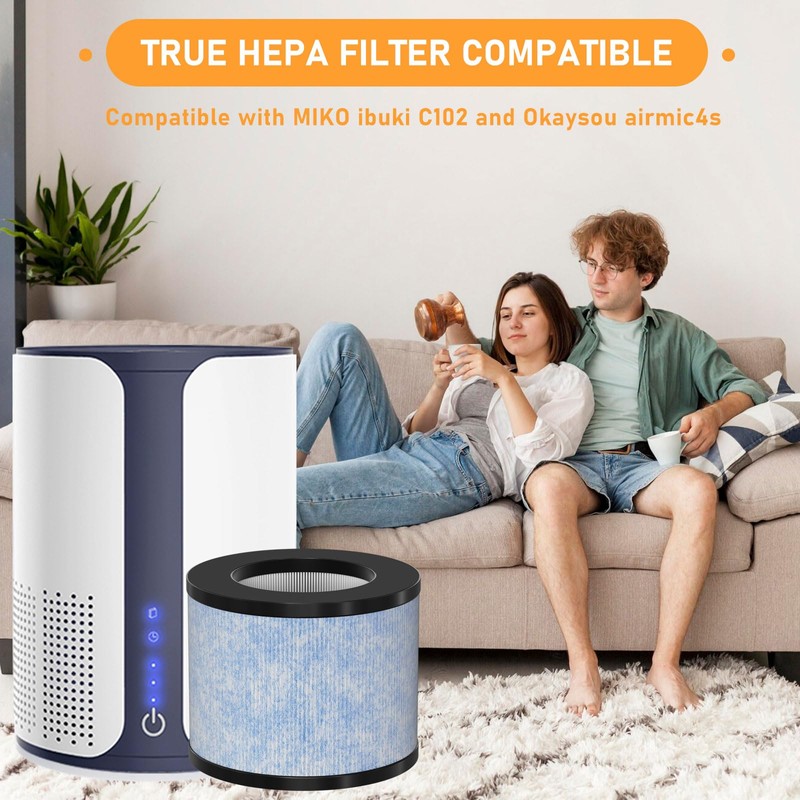 Allisfresh C102 MA-01CW True HEPA Replacement Filter Compatible with Miko