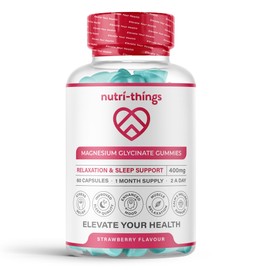 Magnesium Glycinate Gummies Adult - Mixed Berry Flavor, 400mg High Absorption Magnesium Chewable for Stress Relief, Sleep & Muscle Relaxation - Non-GMO, Gluten-Free - 60 Count, 30-Day Supply