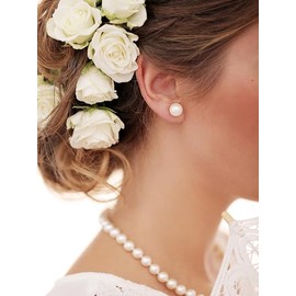 White Real Pearl Earrings 925 Sterling Silver 5mm Small 6mm 7mm 8mm10mm Button Freshwater Cultured Pearl Stud Earrings