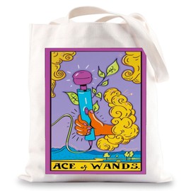 BWWKTOP Ace Of Wands Tarot Card Tote Bag Ace Of Wand Gifts Witch Tarot Cards Gifts Tarot Card Canvas Tote Bag, Ace of Wands, Large
