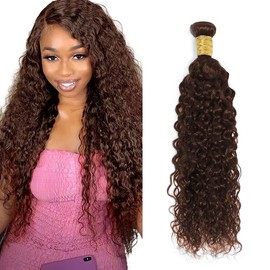 32 Inch Color #4 Bundle Dark Brown Water Wave Human Hair Bundles Chocolate Brown Bundles Color #4 Wet and Wavy Human Hair 1 Bundle