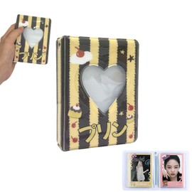 Caelura Mini Photo Album, 40 Pockets, Kpop Photocard Holder for 6.4 x 9 cm Film, Cute Kpop Photocard Binder (Yellow Brown)