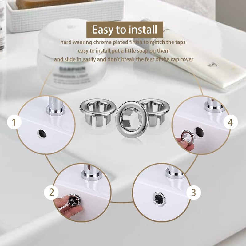 SKYPIA 4 Pcs Sink Overflow Ring Set Bathroom Accessary Kitchen