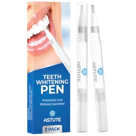 Astute Teeth Whitening Pen - Instant Tooth Whitener with Up to 35 Nightly Treatments - Safe & Effective - No Sensitivity - Remove Plaque & Stains for Bright White Teeth (2 pens)