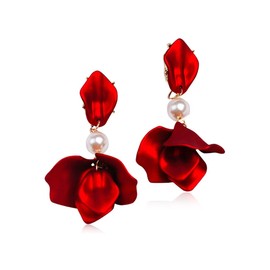 TOFBS Women's Elegant Drop Statement Tassel Earrings Rose Petals Earrings Dangle Flowers Earrings Jewellery Accessories, Acrylic, No Gemstone