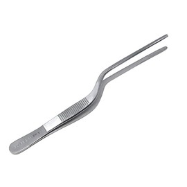 Bayonet Micro Lab Forceps Stainless Steel Tweezers For Medical & Lab Use With Blunt Serrated Tips Multipurpose 6" Angled Tweezer