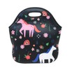 allydrew Insulated Neoprene Lunch Bag Zipper Tote, Unicorns Black