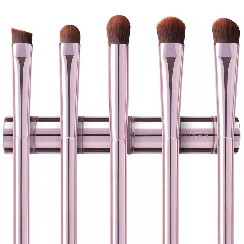 GUIGUDESN 5Pcs Pink Eyeshadow Brush Set, Premium Synthetic Bristles, Aluminum
