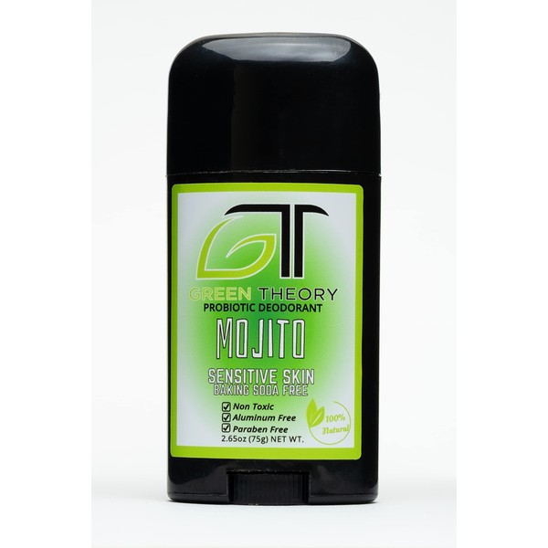 Green Theory - Mojito - Baking Soda Free Natural Deodorant | Aluminum Free, Probiotic, Senstive Skin, Magnesium Hydroxide, Zinc Oxide | Solid 2.65 Ounces