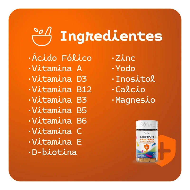 Gomitas Niños Calcio Magnesio Yodo Zinc Inositol Vitamina