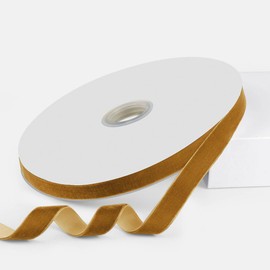 Quhora Velvet Ribbon, 5/8 Inch X 25 Yd with Spool, Khaki Velvet Ribbon- Ideal for Crafts, Gifts, Bows, Christmas Trees, Weddings, and Ornaments