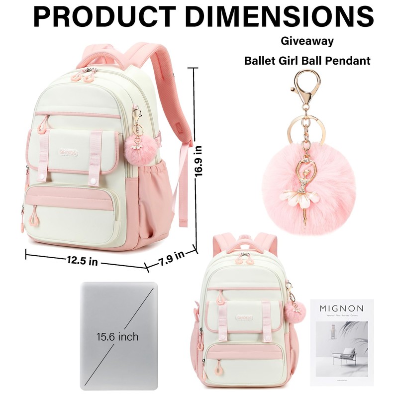 School Backpack for Girls, 3PCS Laptop Backpack 15.6 Inch with