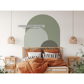 Coloritto Dusty Green Modern Arch Wall Decal | Peel and Stick Arch Wall Sticker | Removable Self Adhesive Boho Mural | Headboard Sticker (96" W x 72" H)
