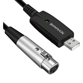 Hosongin USB to XLR Female Mic Cable – 6.6ft Audio Interface for Studio Recording