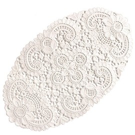 Plauener Spitze by Modespitze Tosca 10276_e_2545 Tablecloth Oval 25 x 45 cm Cream