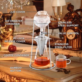 PARACITY Cold Brew Coffee Maker, Iced Coffee Maker in Stainless Steel and Borosilicate Glass, Cold Brew Drip Coffee Maker with Slow Drip Technology, Iced Tea Maker 2-4 Cup