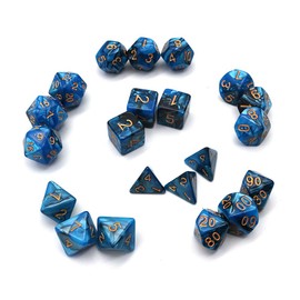 DollaTek Polyhedral Dice Set Table Games Dice 3 Sets Dice 3 x 7 (21 Pieces) Dice Series D20 D12 D10 D8 D6 D4 DND Dice DND RPG MTG Double Colour One Piece (Black and Blue)