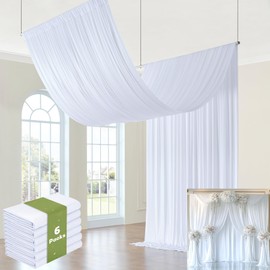 30ftx15ft White Backdrop Curtains for Wedding-Wrinkle Free Backdrops Curtain Drapes Fabric Decorations Photo Back Drop Cloth for Baby Shower Photography Stage Reception 6Panels 15ft(H) x 5ft(W)