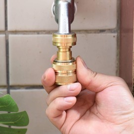 PLG Garden Hose Quick Connect, Genuine Brass Female-Female Quick Disconnect Water Hose Fittings, 2 Set