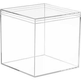 Uposao 1Pcs Clear Acrylic Display Boxes Square Cube Display Stand Case with Lid Storage Containers Organizer for Storing Candy, Small Accessories, Cosmetics,15cm