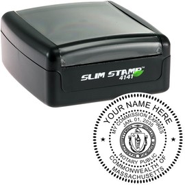 Massachusetts Notary Public Stamp - Quality, Slim 1-5/8 Inch Round Notary Stamp, Ideal for MA Notaries, Durable MA Notary Stamp, Easy to Use Round Notary Stamp, Notarial Stamp MA