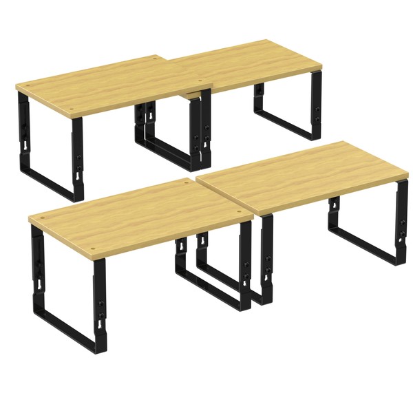 Wobmmi Kitchen Cabinet Organization Shelf，Set of 2 Height Adjustable Storage