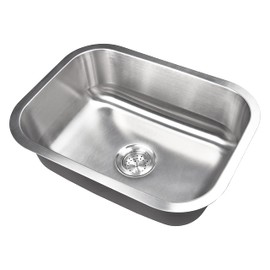 MSI 23 Inch x 18 Inch Undermount Single Bowl 18 Gauge Stainless Steel Kitchen Bar Sink and Strainer