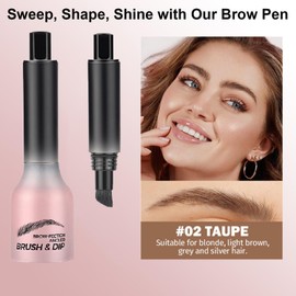 Eyebrow Pencil Brow-Fection Angled Brush & Dip Beauty Brow, Liquid Eyebrow Pen Brow Pencil Natural For Women & Girls, Waterproof & Longlasting (Taupe)