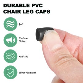 M METERXITY 8-Pack Chair Leg Caps, 1/4 Inch(6mm) PVC Chair Leg Floor Protectors for Folding Chairs/Metal Chairs/Furniture Table/Hardwood Floors, Round Non-Slip Cover End Tips [Black]