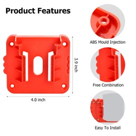 Fifod 10 Pack Battery Holder Compatible with Milwaukee18V Battery, Wall Mount Batteries Storage for Work Van, Shelf (with Screws, No batterys)