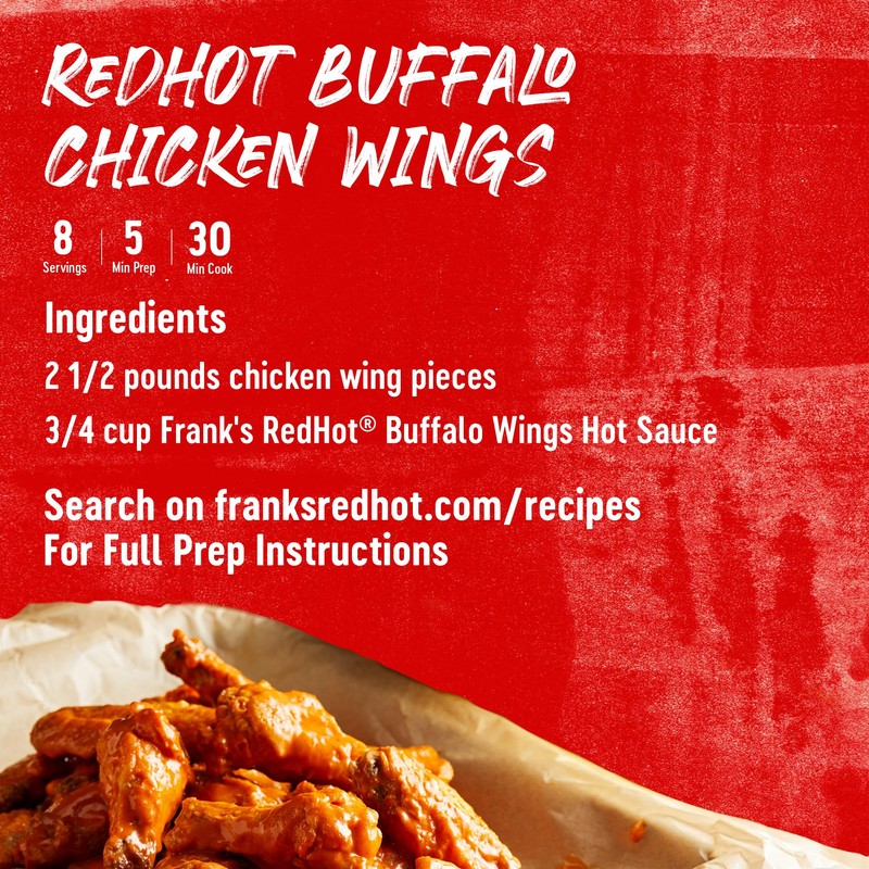 Frank's RedHot Wings Sauce, Buffalo, Ready-To-Use, Shake or Pour Over