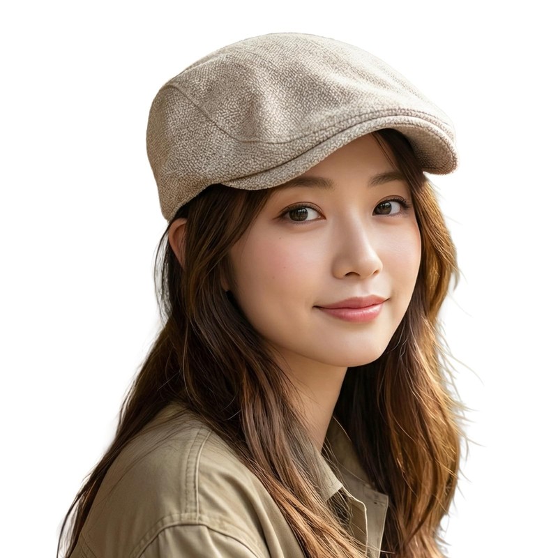 RUNQIU Herringbone Beret Hat for Men Spring Summer Checked Pattern