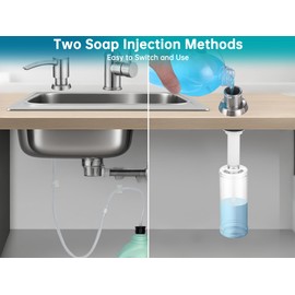 BZOOSIU Kitchen Sink Soap Dispenser, Built in Countertop ABS Pump Under Counter Dish Soap Hand Lotion Dispenser (Gray) with 47" Extension Tube kit Gray,with Tube Kit