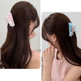2Pcs Starfish Large Hair Clips – PVC Claw Clip for Women Girls, Ocean-Themed,Strong Hold for Thick Thin Hair