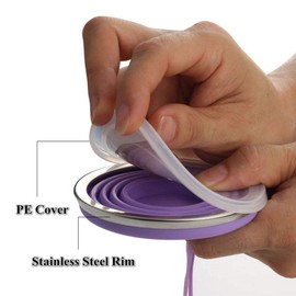 JBER Silicone Collapsible Travel Cup, Silicone Folding Camping Cup with Lids Expandable Drinking Cup Set BPA Free Reusable Portable Graduated for Outdoor Hiking Travel…