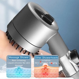 KUIRUNRX® Powerful Booster Shower Head, Massage Shower Head with Replacement Filter (Dark Grey + Filter + Hose (1.5 meter))