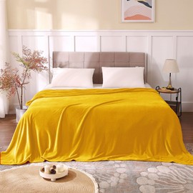BEDELITE Fleece Blanket King Size Blankets for Bed, Luxury Plush Cozy Fuzzy Blanket 108x90 inches, Super Soft Warm Lightweight Throw Blanket All Seasons Suitable, Yellow