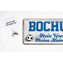 Bochum Fan Tin Sign - Retro Football Sign - Decorative Fan Item for Living Room Children's Room Workshop - Great Gift Idea for Big and Small Bochumer Football Fans - 28 x 12 cm