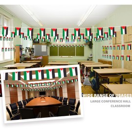 Palestine String Flag Pennant Banner, Small Mini Palestinian Flags Bunting Banner, National Country Decoration for School, Party, Sports Events, Patriotic Festival, 33 Feet 30 Flags