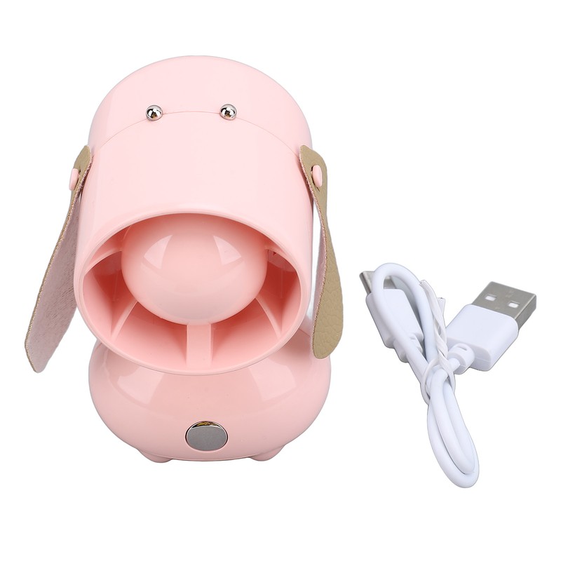 Handheld Fan Cute Cartoon Dog Shaped 3 Speeds Rechargeable Portable