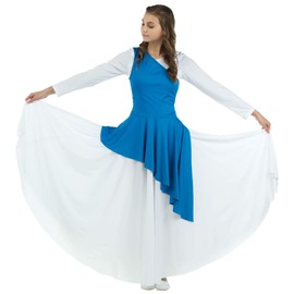 Danzcue Women's Asymmetrical Praise Dance Tunic, Bright Royal, S-M-Adult