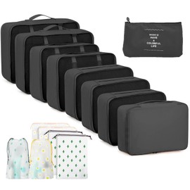 GIBOHOM PUWOWYE Suitcase Organiser Set, 15 Pieces, Waterproof Packing Cubes, Multifunctional Travel Packing Cubes, Suitcase Organiser, Packing Bags for Suitcases, Travel Organiser Set with Clothes