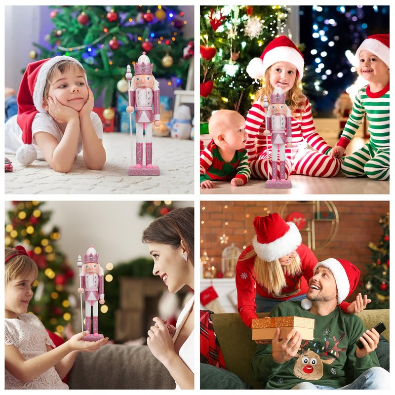 BESPORTBLE Pink Nutcracker Christmas Decorations, Pink Nutcracker Soldier Wooden Nutcracker