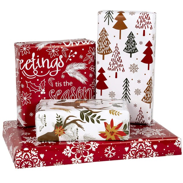 Holijolly Wrapping Paper Sheet - Folded Flat - 4 Different